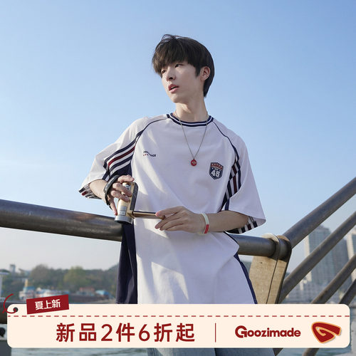 GOOZIMADE三条杠短袖T恤男夏季
