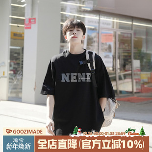 日系宽松纯棉半袖 GOOZI T恤男夏季 280g重磅双面印花短袖 体恤 MADE