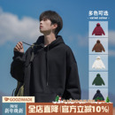 港仔文艺男420g重磅连帽卫衣男秋冬休闲黑色带帽上衣男生帽衫 外套