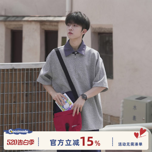 GOOZIMADE假两件polo衫男夏上衣