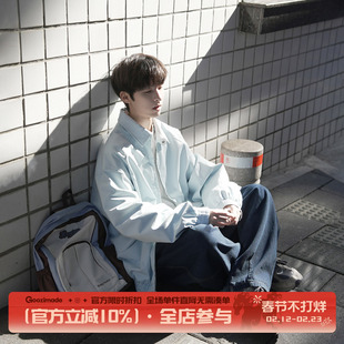 GOOZI MADE翻领哈灵顿夹克男春季美式复古男生解构插肩袖工装外套