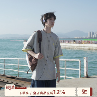 MADE 青少年宽松圆领短袖 撞色T恤男夏季 体恤美式 潮 2026新款 GOOZI