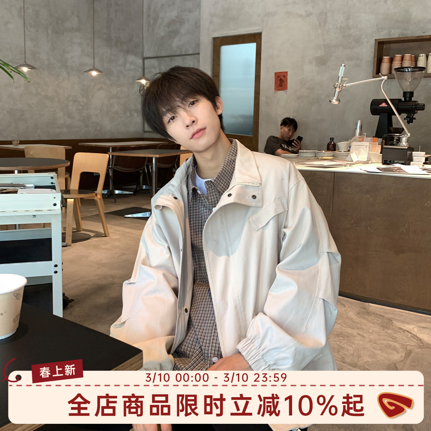 GOOZI MADE 美式飞行员夹克男春秋宽松男款春季男生翻领工装外套