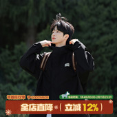 GOOZI 夹克外套 登山服日系防水连帽工装 MADE 黑色仿冲锋衣男春季