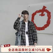 潮牌日系Cityboy百搭长袖 男春季 衬衣外套 MADE黑白格子衬衫 GOOZI