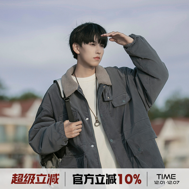 GOOZIMADE灯芯绒棉服男冬季加厚