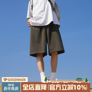 宽松外穿休闲直筒五分裤 @港仔文艺男 男夏季 基础运动短裤 子 美式