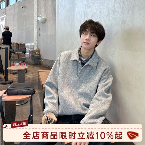 GOOZIMADE重磅灰色卫衣套头上衣