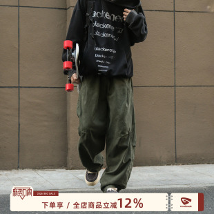 男春季 裤 宽松直筒裤 子男生阔腿休闲长裤 GOOZI 男款 MADE军绿色工装