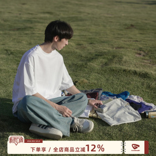 MADE 上衣男款 白色短袖 重磅宽松日系男生打底半袖 t恤男夏季 GOOZI