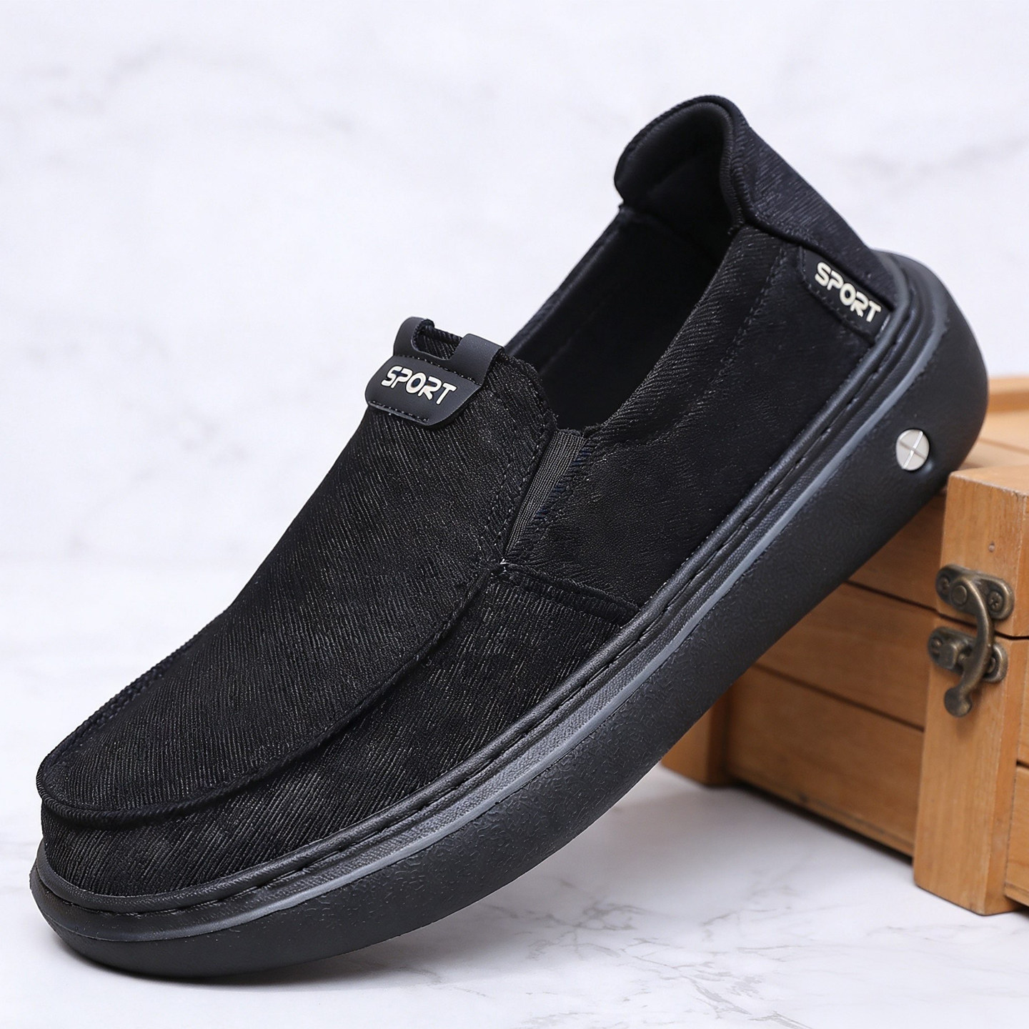 老北京布鞋男单鞋透气帆布鞋软底防滑一脚蹬日常休闲中老年爸爸鞋,流行男鞋,布鞋,淘宝优惠券,粉丝福利购,淘宝优惠卷