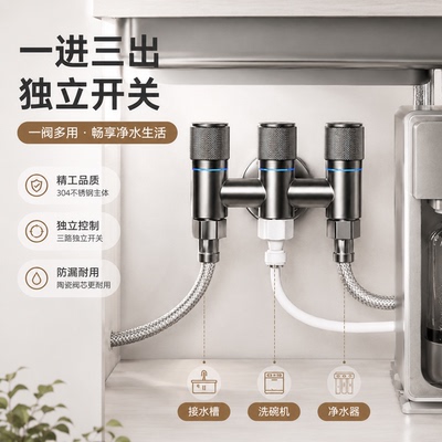 厨房一进三出三控分水多功能角阀