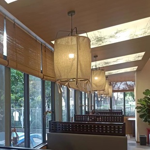 日式侘寂风吊灯餐饮店餐厅卡座民宿禅意茶室亚麻布火锅店餐桌灯具