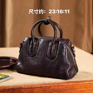 制道重工水洗马皮手提枕头包单肩斜挎女包L13059