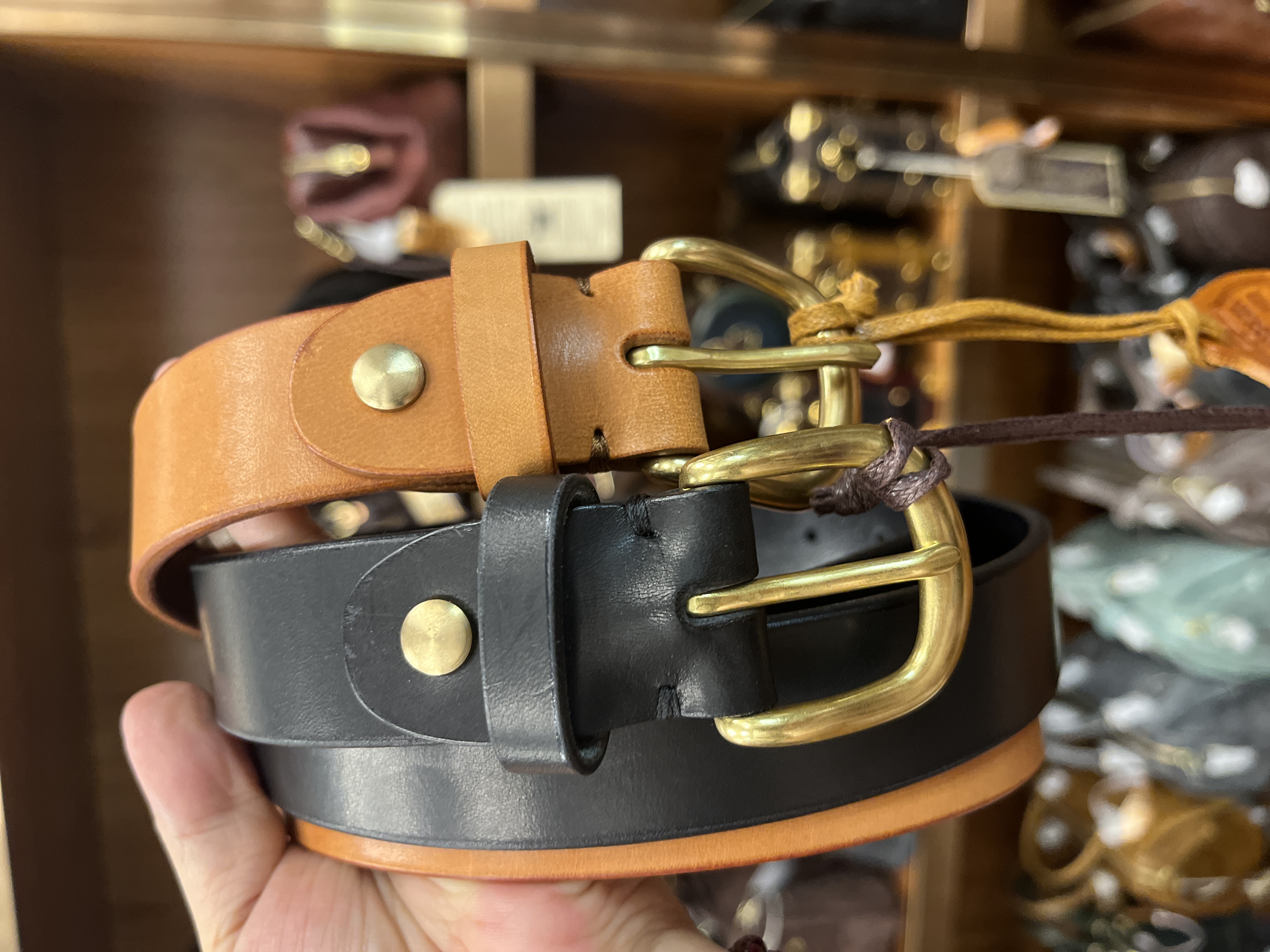 制道植鞣牛皮复古针扣皮带腰带2.8CM男女款