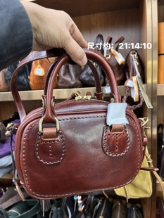 制道复古做旧牛皮保龄球手提包枕头包单肩斜挎包通勤休闲包Y00316