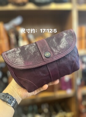 制道复古重工洗水马皮手拿包手机包单肩斜挎包休闲通勤包L14248