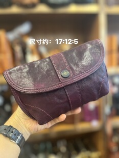 制道复古重工洗水马皮手拿包手机包单肩斜挎包休闲通勤包L14248