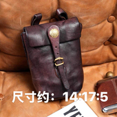 制道重工洗水马皮复古风腰包真皮个性 手机包机车休闲包男女同款