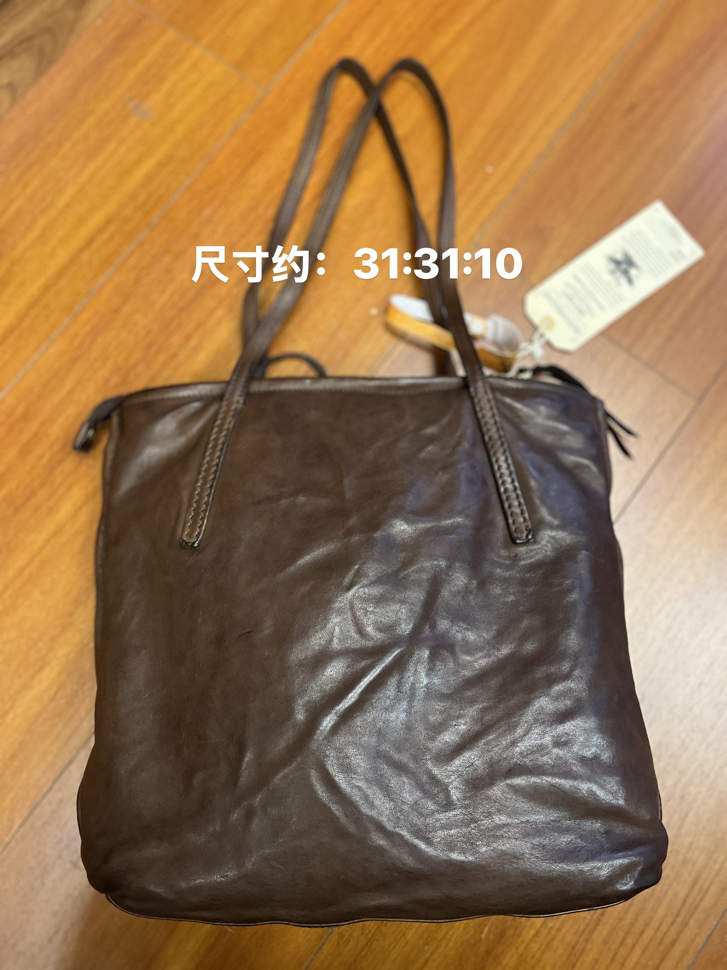 制道重工水洗马皮坚版托特包做旧复古真皮轻便女包通勤包L11260