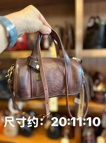 制道重工洗水马皮小波士顿手提单肩斜挎枕头包复古轻便休闲L11712