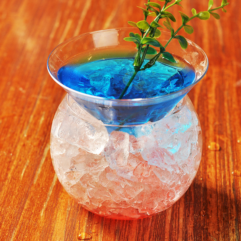 酒吧调酒 分层杯双层鸡尾酒杯三角鸡尾酒杯分子冰淇淋杯甜品杯
