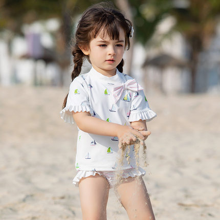 欧洲站高端儿童泳装女童韩版小公主分体游泳衣婴幼儿中小童套装