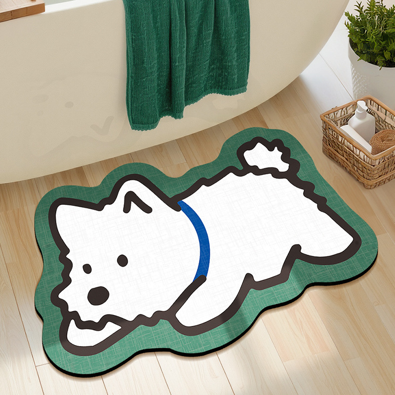 卡通西高地小狗动物浴室地垫强吸水卫生间门垫防滑垫速干脚垫