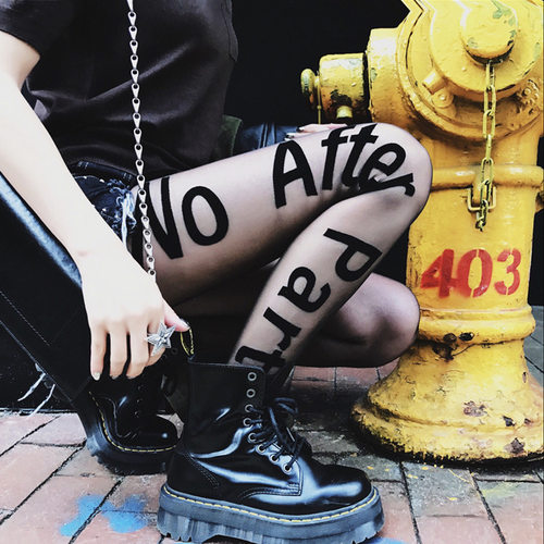 性感个性图案字母袜印花超薄透肉超薄款连裤袜丝袜袜美腿袜子女