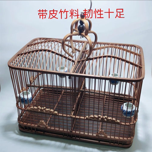 抱笼大号排笼玉鸟黄豆竹制鸟具纯手工方笼红子 相思鸟笼新款竹笼 - 封面