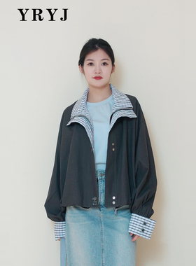 YRYJ商场同款2025春新格子拼接设计感短款上衣外套女6451031522