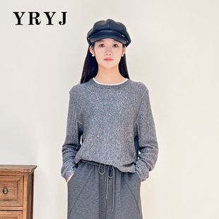 YRYJ2025秋冬新款灰色圆领长袖羊绒衫商场同款7253002306