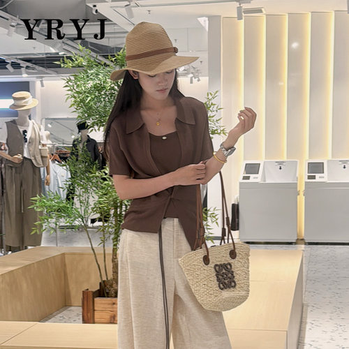 YRYJ莫瑞系针织短袖显瘦衬衫女