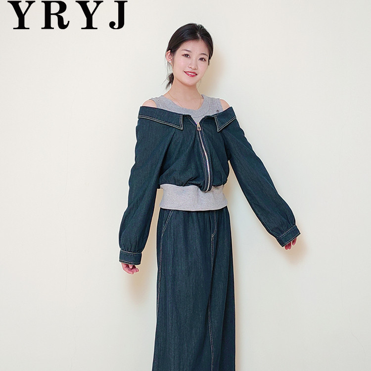 YRY女装2025秋新通勤休闲减龄设计感牛仔套裙两件套女7351025929