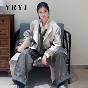 YRYJ春季新款长风衣女装时尚百搭长袖翻领商场同款2761033077