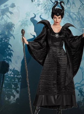 万圣节亚马逊沉睡魔咒cos服成人黑色女巫魔法师舞台角色表演服装