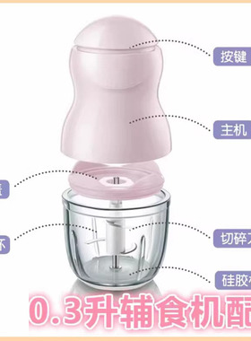 适配小熊0.3升辅食机QSJ-A01C1/F2/P6/B01P1玻璃碗杯盖绞肉刀