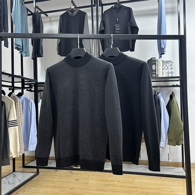 含绵羊毛糯舒适简约半高领打底毛衫秋冬男士亲肤软套头针织衫
