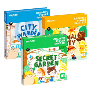 mideer弥鹿儿童指印画绘画画本可水洗涂鸦画册印章印泥手指画颜料