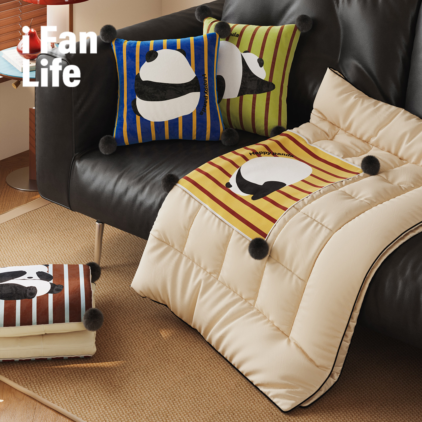 熊猫花花卡通车载抱枕抱枕被二合一加厚毯子两用被子冬季保暖枕头,居家布艺,抱枕被,淘宝优惠券,粉丝福利购,淘宝优惠卷