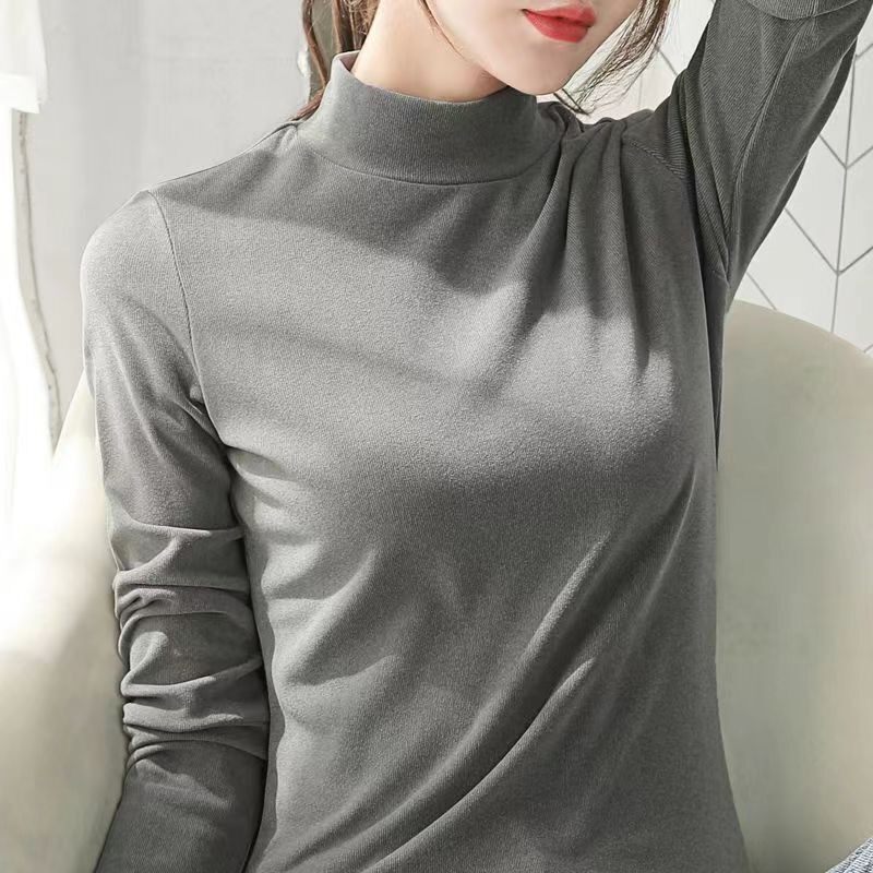 厂家直销春秋冬季德绒半高领保暖上衣内衣ab面加绒保暖恒温秋衣女