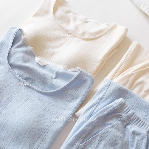 SoftSonnets法式纯棉睡衣套装夏