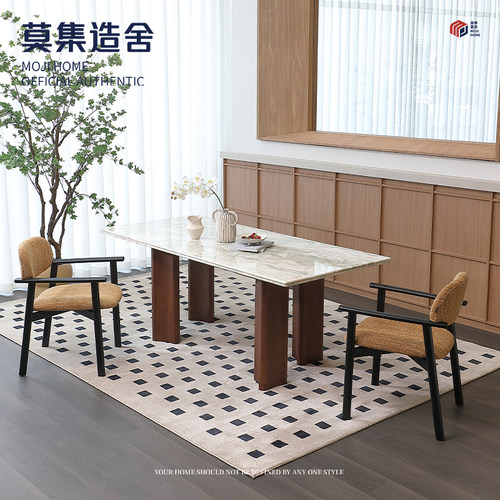 意式极简大理石餐桌家用饭桌