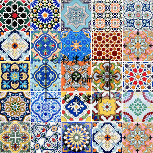 亮光花砖150X150 地中海南洋风新疆烧烤餐厅厨房露台楼梯瓷砖15cm