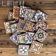 100X100 复古方块角花仿古花片餐厅厨房卫生间腰线哑光小花砖10cm