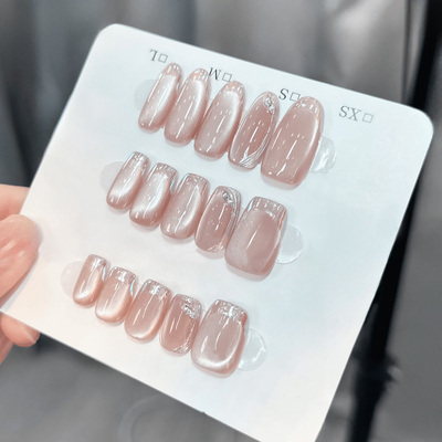 月光镜面猫眼2025年新款网红美甲纯手工穿戴甲高级感短款显白定制