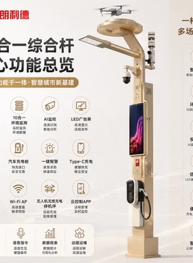 无人机充电停机坪智慧路灯综合杆10合一环境监测LED广告屏充电桩