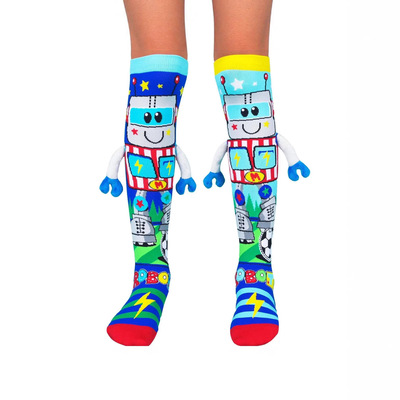 跨境200针儿童袜子卡通机器人男童小腿袜3D Cartoon socks kids
