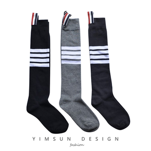 2020新款 TBB高筒袜子中筒学院风四条杠过膝纯棉女长袜ins网红同款