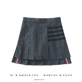 设计感前短后长裙女百搭a字半身裙新款夏韩版高腰百褶裙显瘦短裙